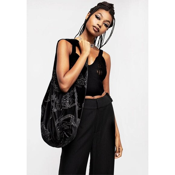 DISTURBIA Zodiac foil print velour tote bag - Picture 2 of 10